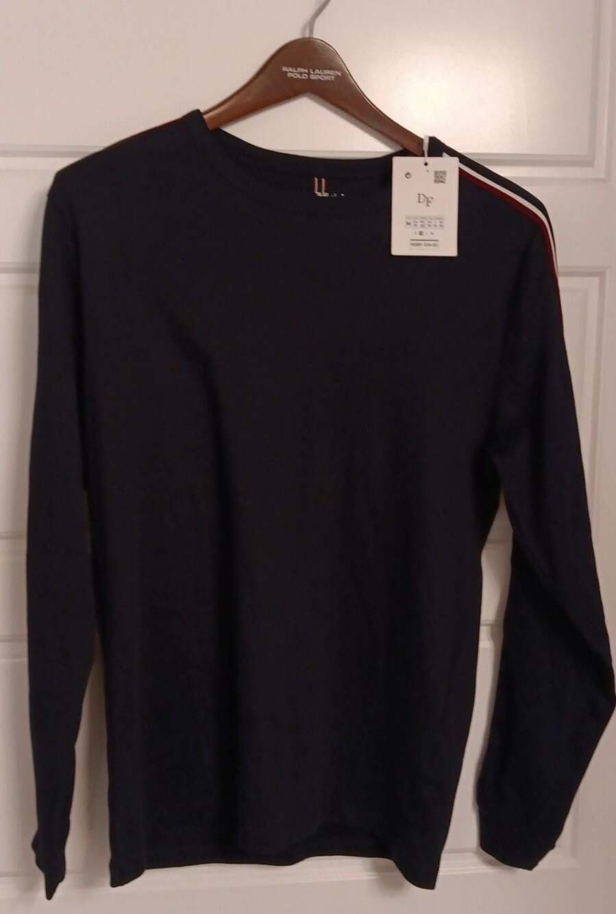 D&F Ricky Singh Long Sleeve Crew Neck T-Shirt with Striped Arm Detail